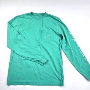 Vineyard Vines Men's Vintage Whale‎ Graphic Tee Aquinnah Aqua Long Sleeve Small